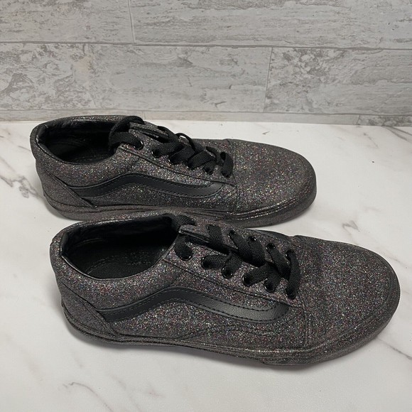 Vans Black Rainbow Glitter Sneakers Youth Size 3.5 - Picture 3 of 8
